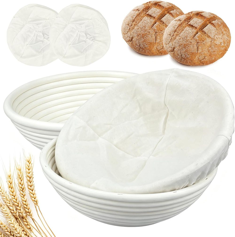 3 Pack Banneton Bread Proofing Basket, 9 Inch Round Sourdough Proofing Basket...