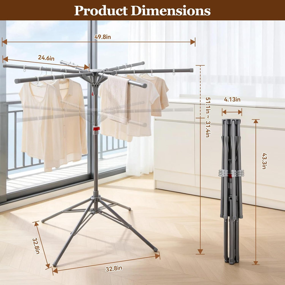 Adjustable Collapsible Umbrella Style Clothes Drying Rack, 4Legs6Telescopic A...