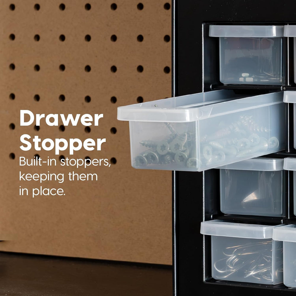 IRIS USA Plastic Storage Drawer Organizer, 10 Drawer Cabinet, 2 Pack, Black