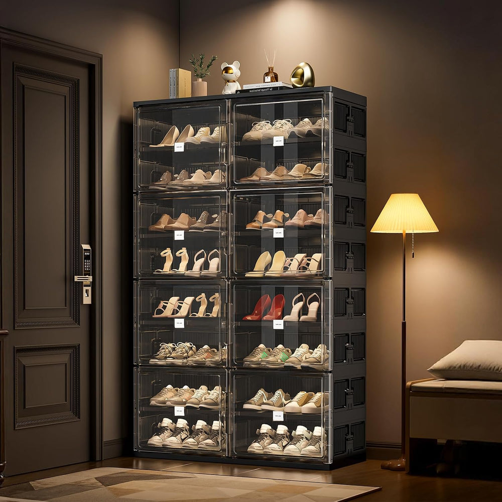 JEKO&JEKO 10-Tier Foldable Shoe Storage Cabinet with Magnetic Doors, Larg...