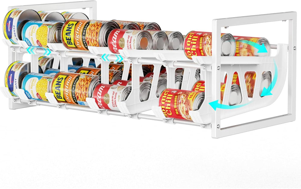 Can Organizer for Pantry - Auto-Rolling, Expands to Hold 60 Cans