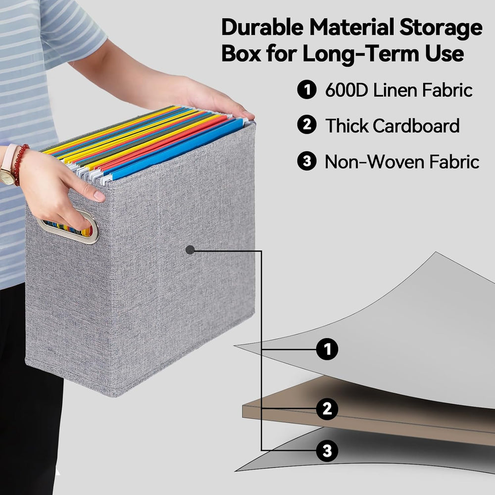 6 Packs Letter Size File Organizer, File Folders Organizer, Fabric Storage Bo...