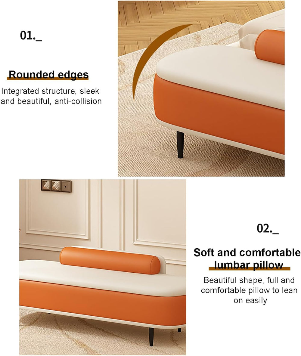 SAZDFY Pu Leather Bedroom Ottoman Bench, Bedroom End of Bed Bench with Pillow...