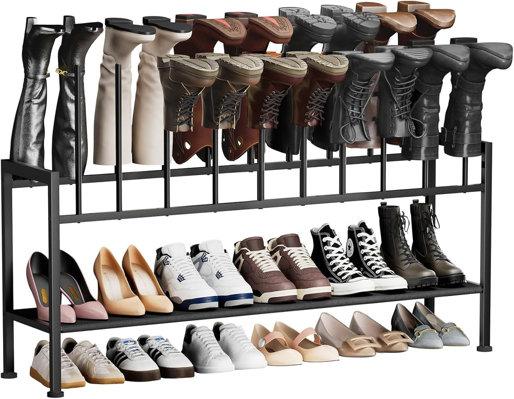 DIMJ Boot Rack 3-Tier - Black Metal Boot Storage Rack for Tall Boots Organize...