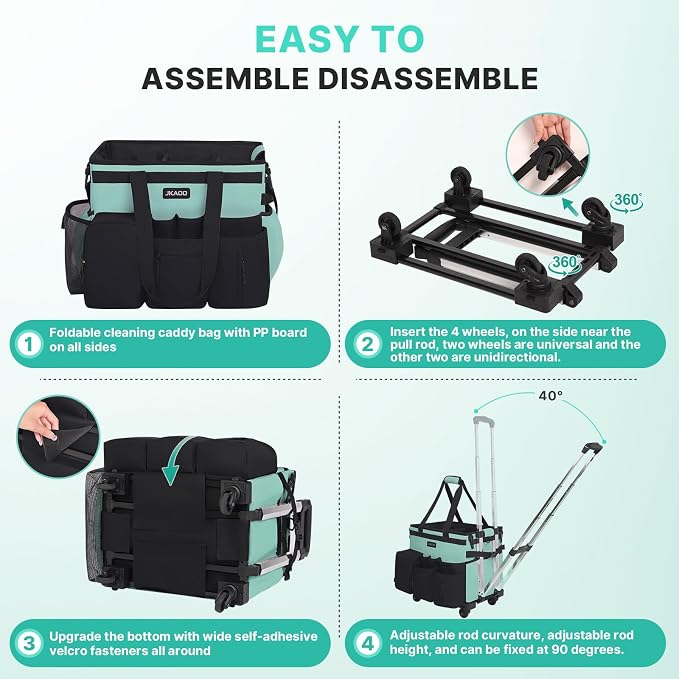 Large Rolling Cleaning Caddy Bag