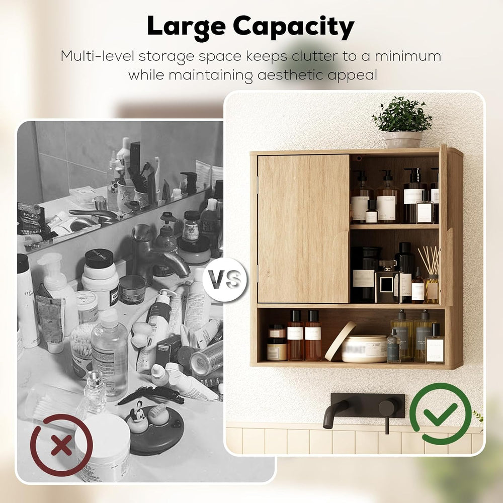 RUSTOWN Wall Mounted Bathroom Cabinets with Rounded Edges & Curved Handles