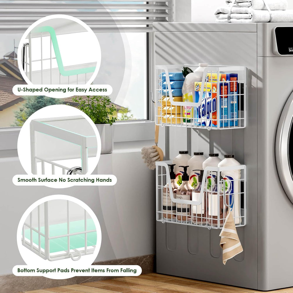 4 Pack Magnetic Shelves For Fridge, White Potato Onion Storage Bin