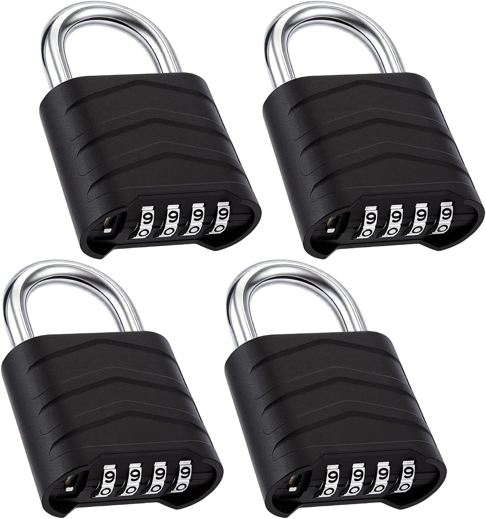 Peacoblue 4 Pack Large Combination Lock, 4 Digit Resettable Combo Padlock
