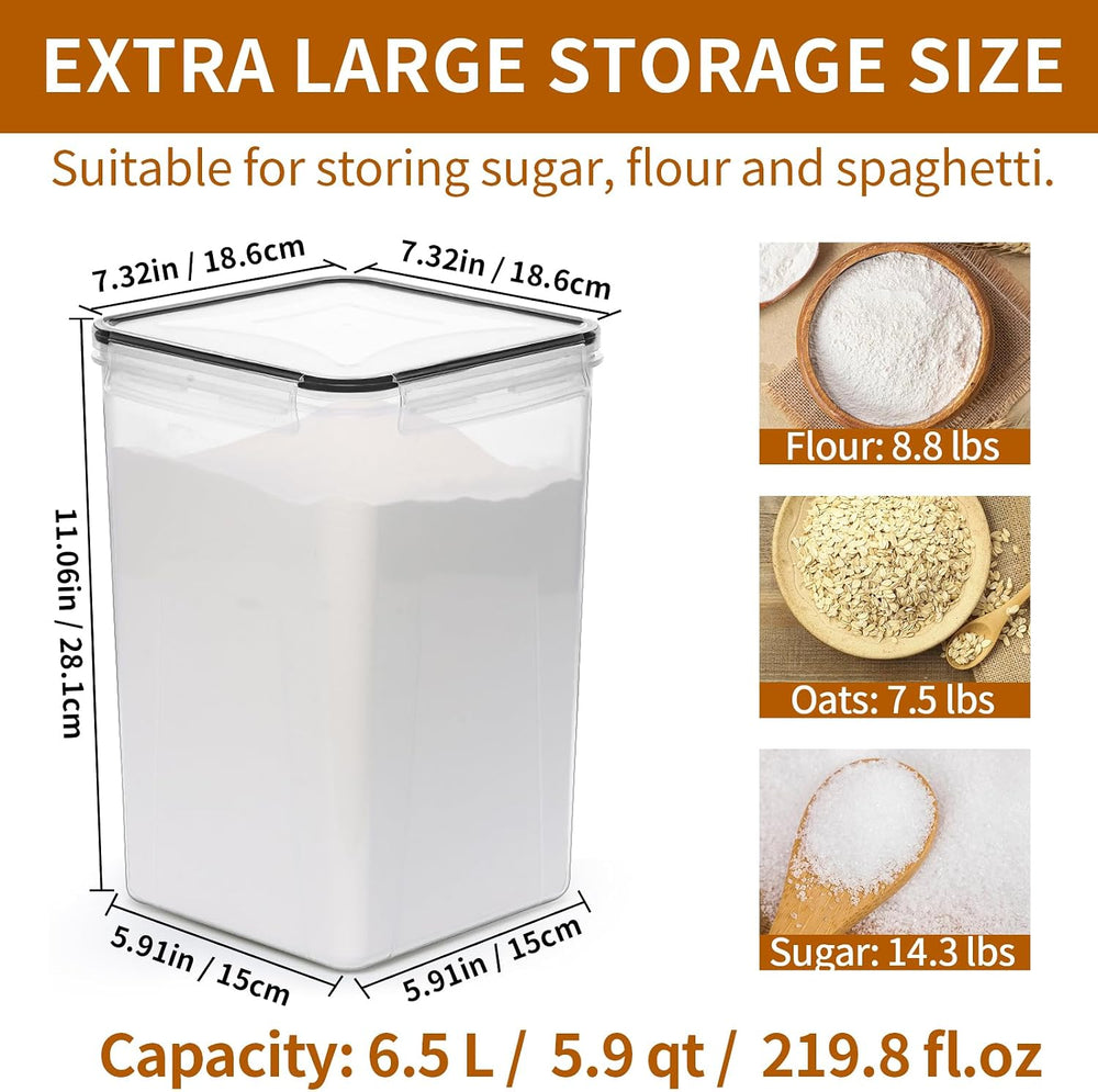 HKJ Chef 4 Pack Extra Large Airtight Food Storage Containers with Lids (6.5L ...