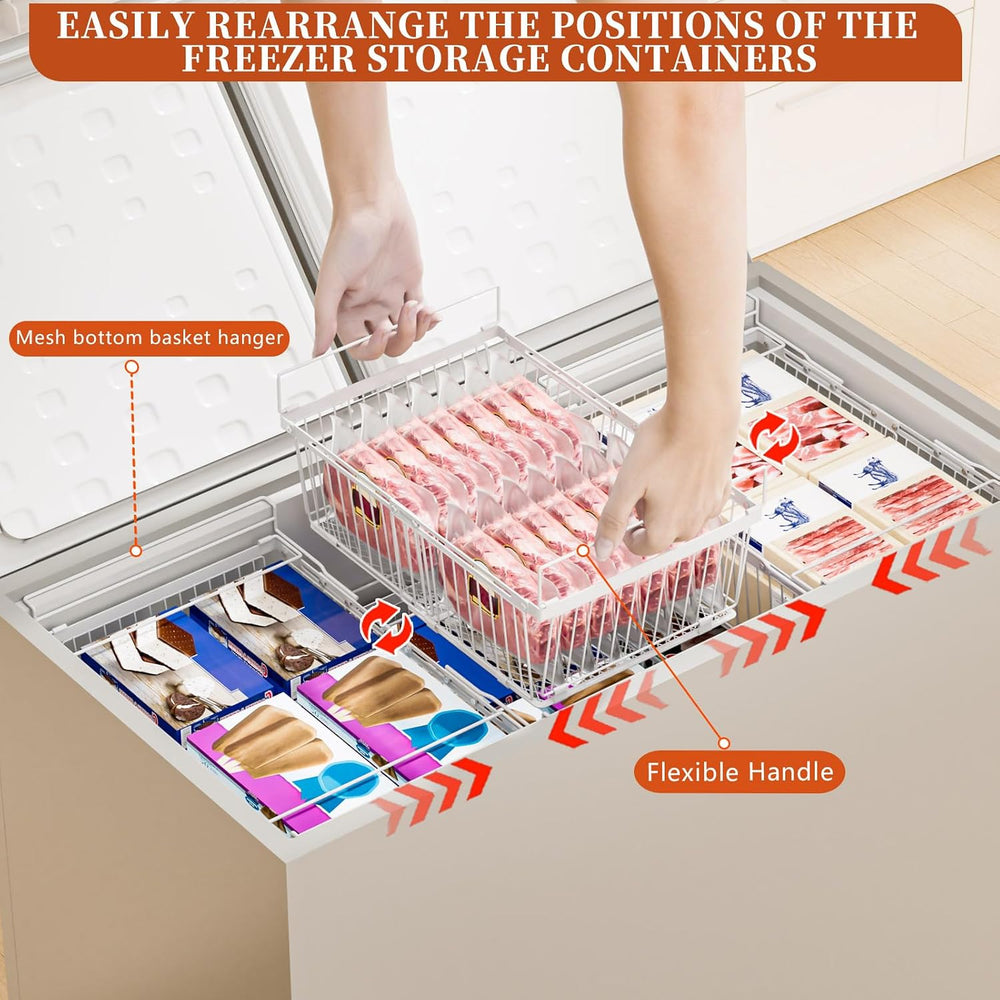 Hanging Freezer Organizer Bins for 5 to 20 Cu.Ft,Leak-Proof Bottom,2Pack