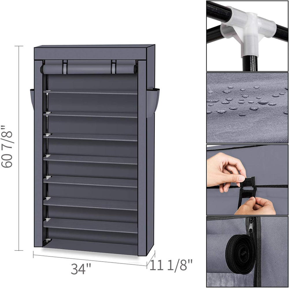 Shoe Rack, 10 Tier Shoe Organizer with Dust Cover, Closet Shelf for up to 45 ...