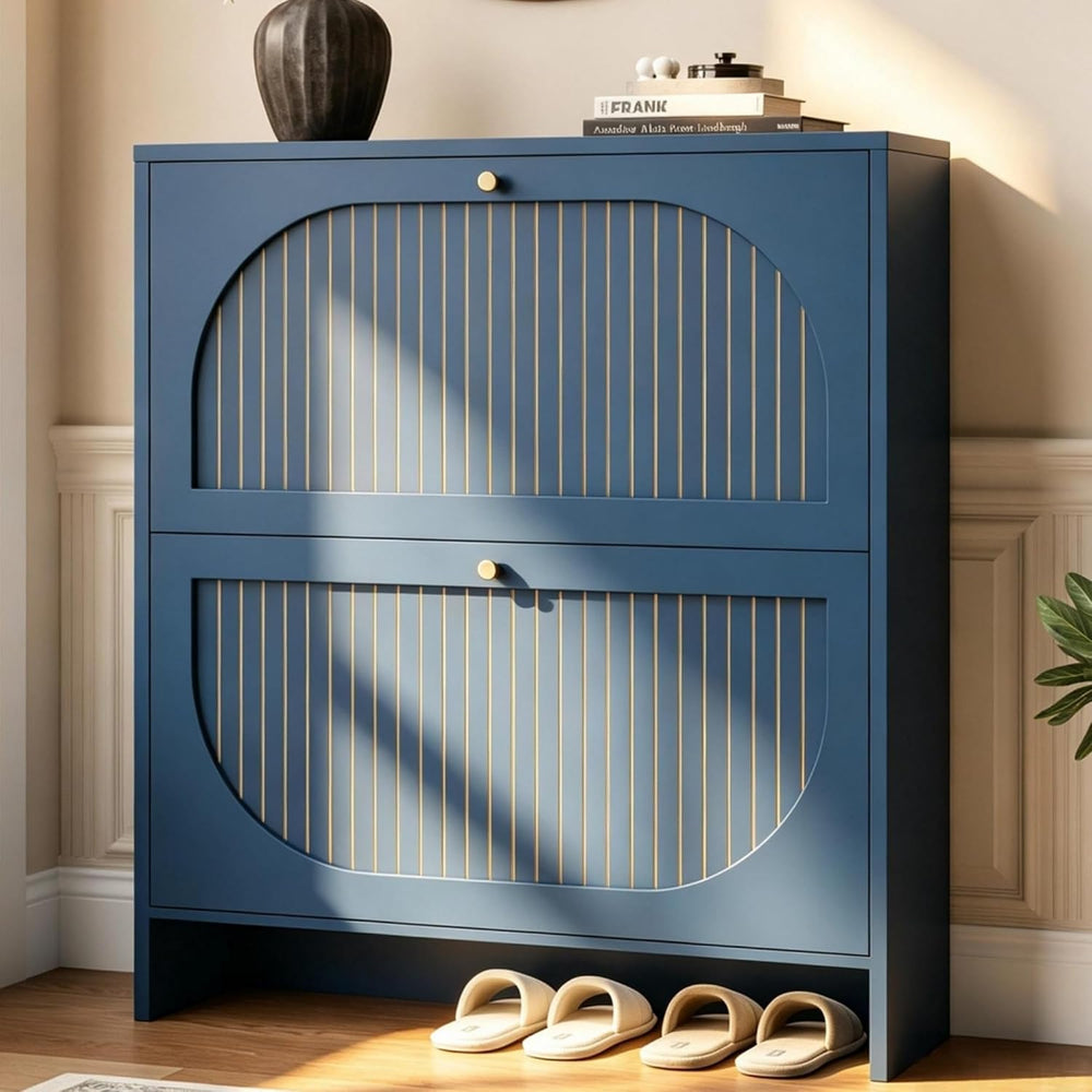Nicetree Fluted Shoe Cabinet for Entryway, Modern Shoe Rack with Anti-Tip Pro...