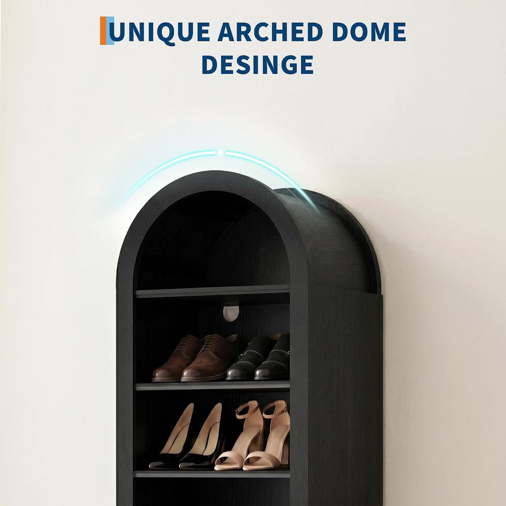 70" Arched Shoe Cabinet, Slim Wooden Shoe Storage for Entryway