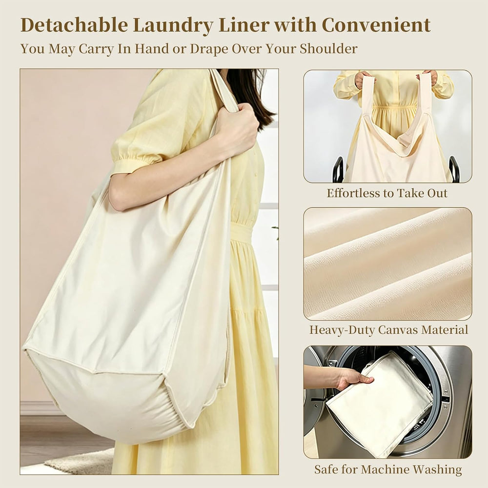 Laundry Hamper Rolling Sorter: 120L Large Basket with Wheels Removable Bag