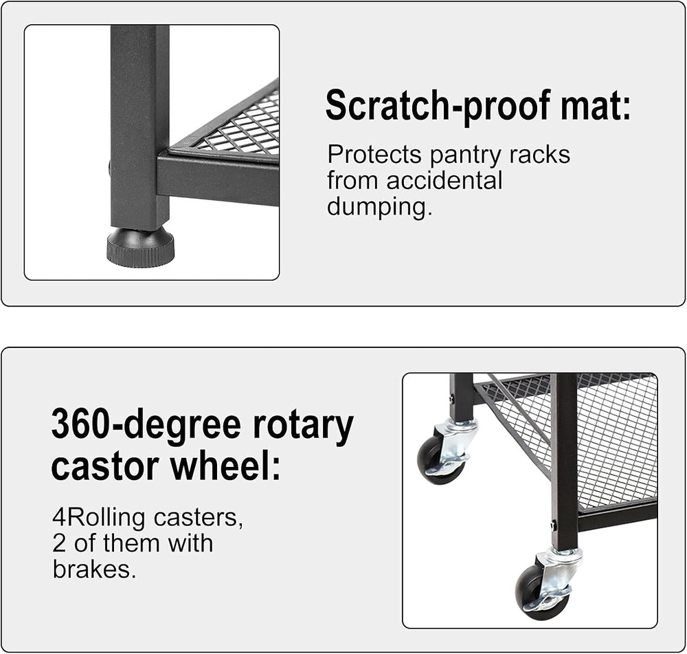 CADUKE Kitchen Storage Cart Baker's Rack 4-Tier Industrial Wood