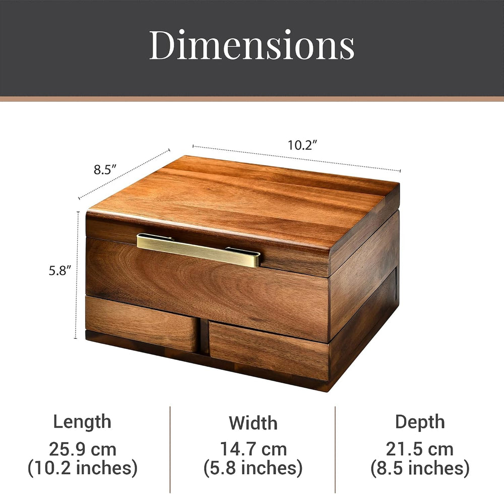 Shanik Wooden Jewelry Box for Women – Elegant Organizer with Ring Cushions, P...