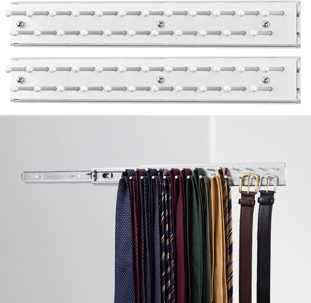 Blulu 2 Pcs 11.8'' Sliding Tie Rack Hangers for Closet, 23 Tie Each, ...