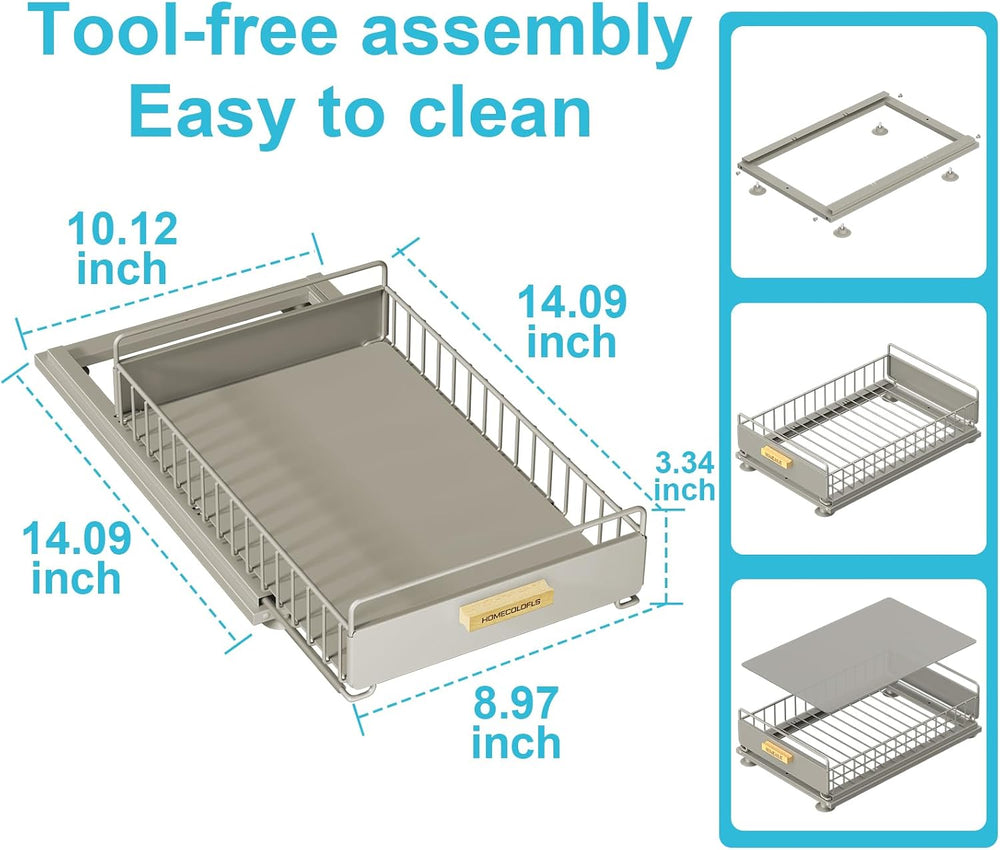 Under Sink Organizer and Storage, 2 Pack Pull Out Cabinet Organizer, Metal Sl...