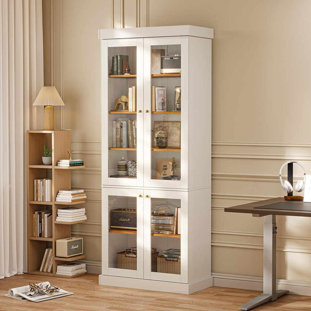 ivaniti 70.8" Tall Farmhouse Bookshelf with Doors, Modular Storage Cabin...