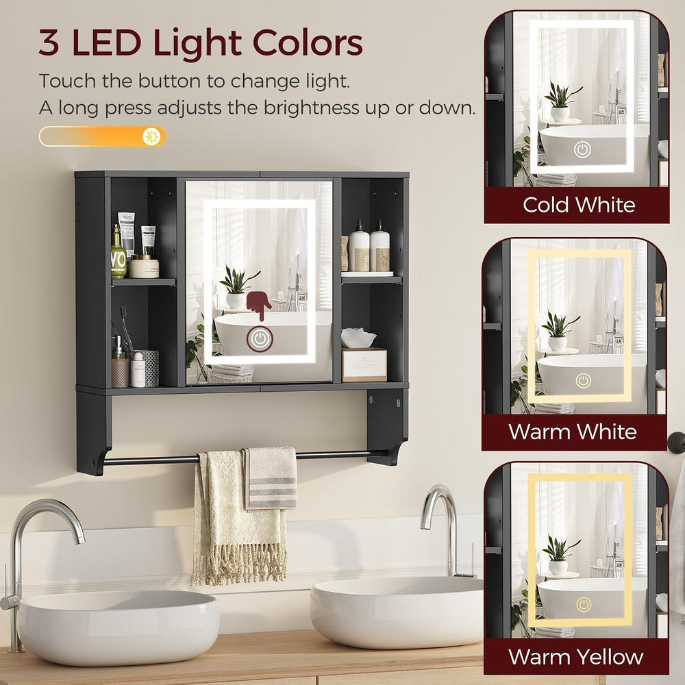 MAHANCRIS Bathroom Wall Cabinet with Mirror, Wall Mounted Medicine Cabinet wi...