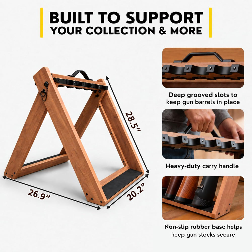 Rush Creek Creations Deer Camp Portable Folding 10 Gun Storage Rack - Handcra...
