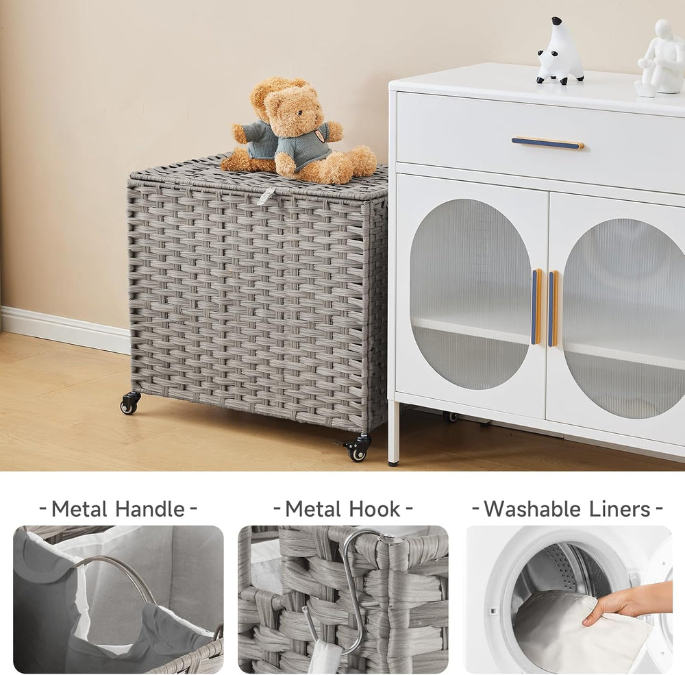 Laundry Hamper with Wheels, 34.3 Gallon(130L) Rolling Laundry Basket with Lid...