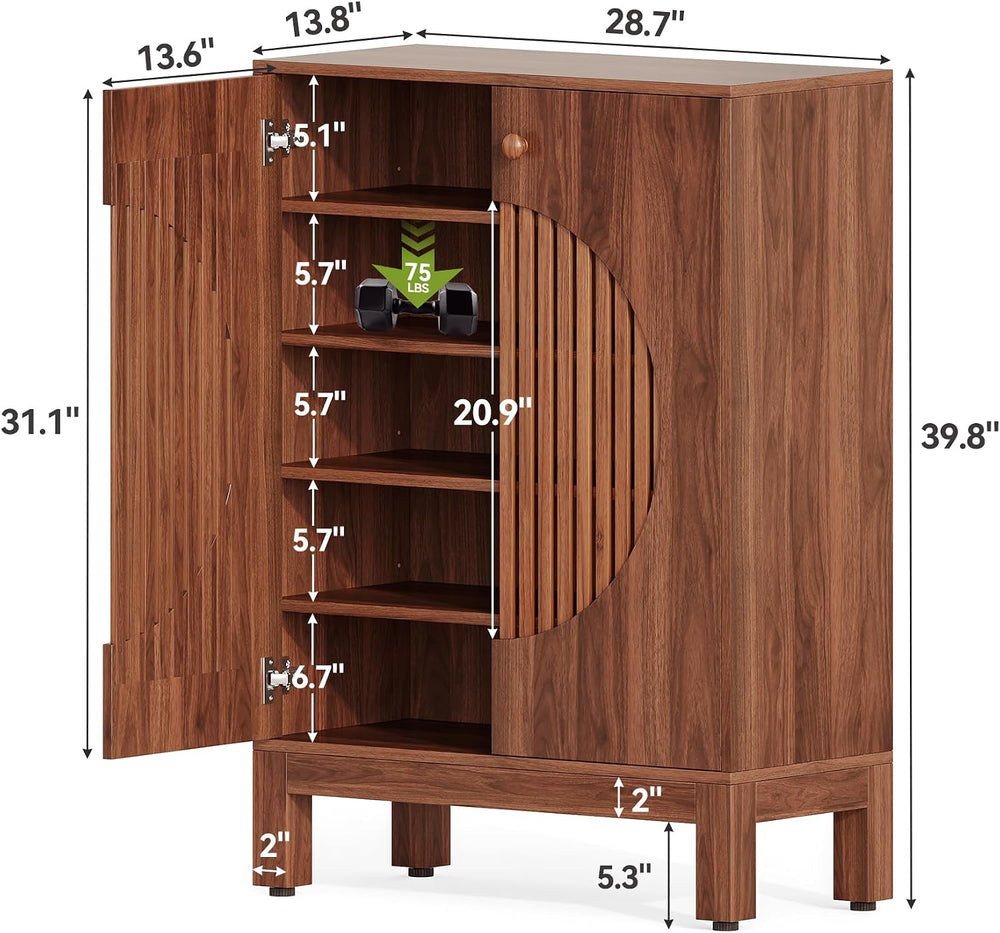 LITTLE TREE 5-Tier Shoe Cabinet, Adjustable Height Shelves, 39.8" Tall F...