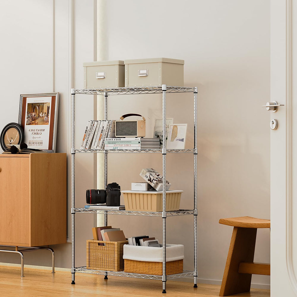 M MZG 1000 lbs 4Tier Shelf Metal Storage Shelves Wire Rack Closet Organizers ...