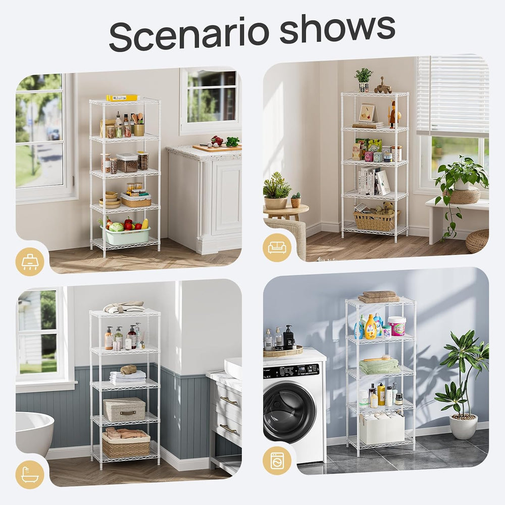 5 Metal Shelves Wire Shelving Storage Shelf Adjustable Unit Pantry