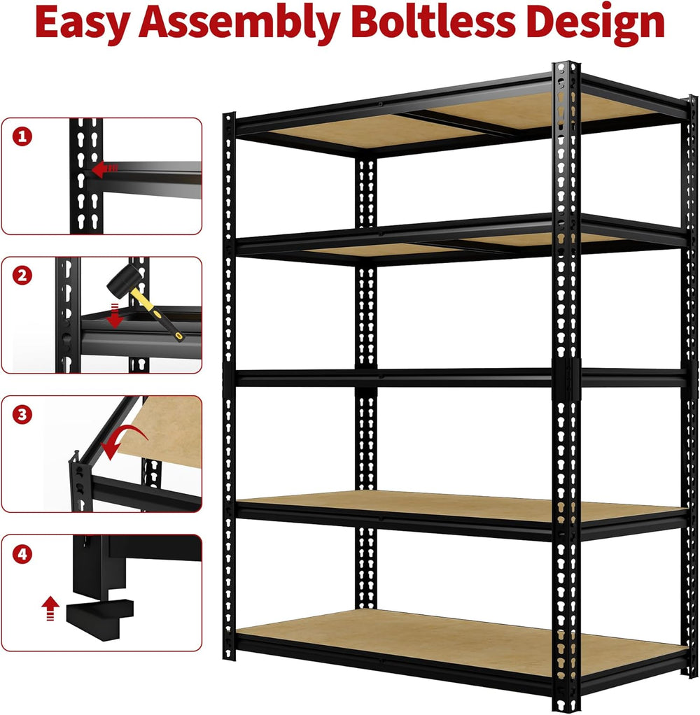 Heavy Duty Garage Storage Shelves, 5-Tier Adjustable Metal Shelving Unit