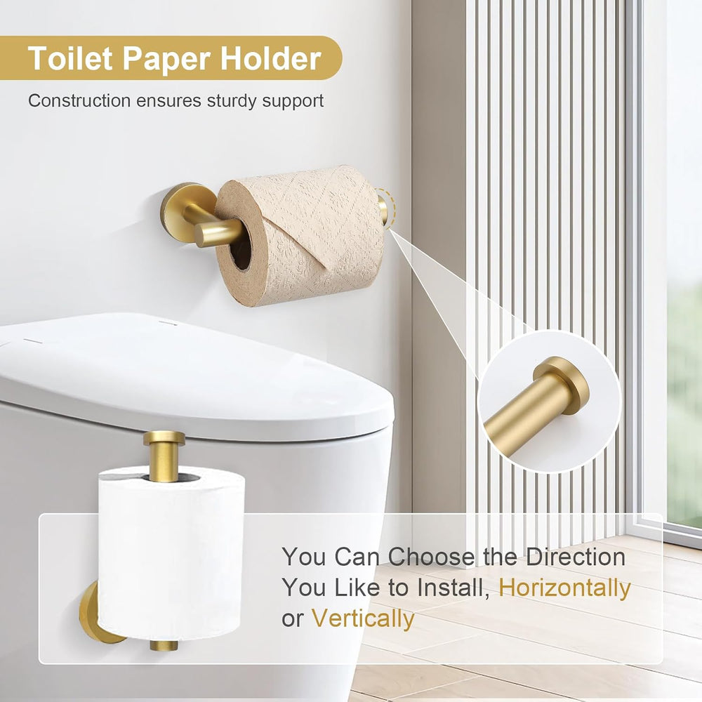 TQKAG 5 Piece Bathroom Accessories Set Brushed Gold Bathroom Hardware Set 23....