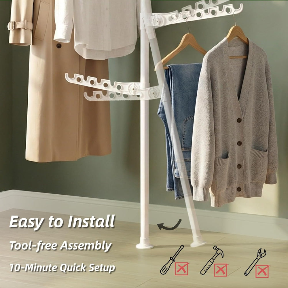 Indoor Super Space-Saving Clothing Drying Rack for Apartment Small Room, 5 Ti...