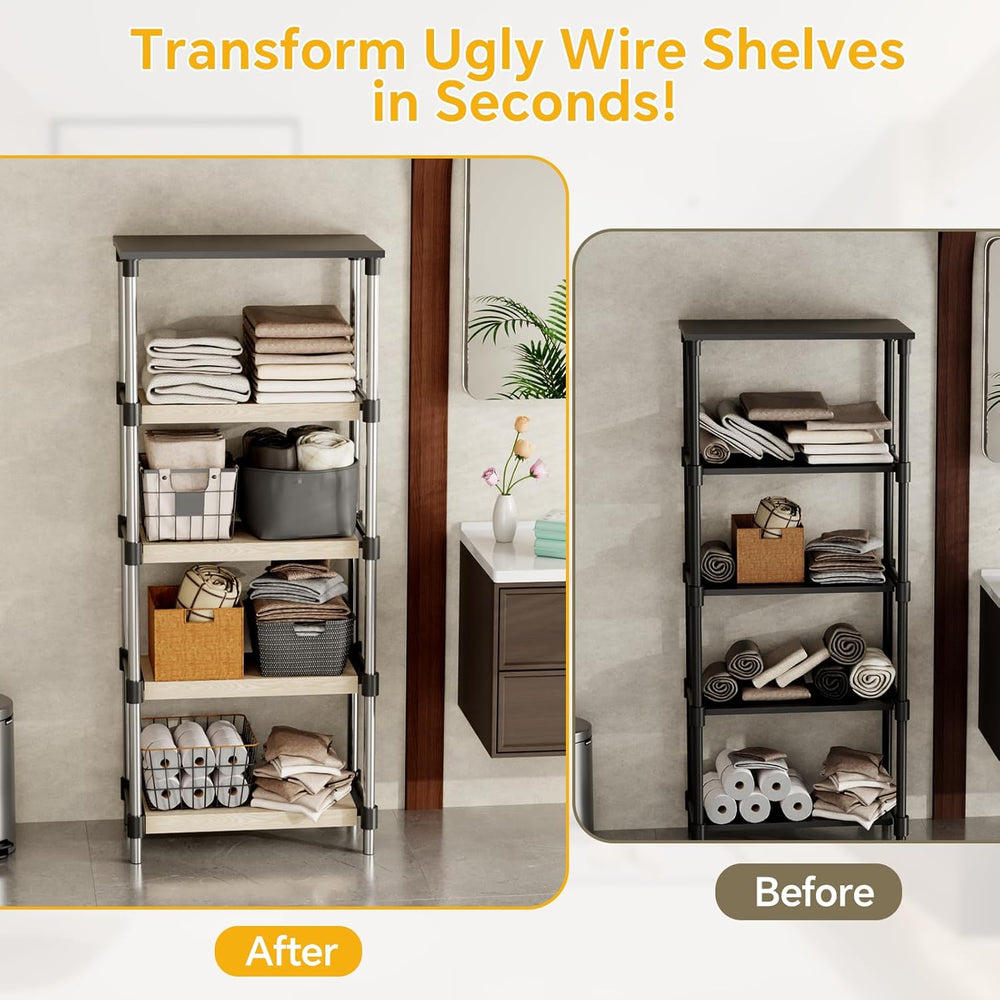 6 PCS Wire Rack Covers for Pantry Wood Grain, 30'' W * 16'' D...