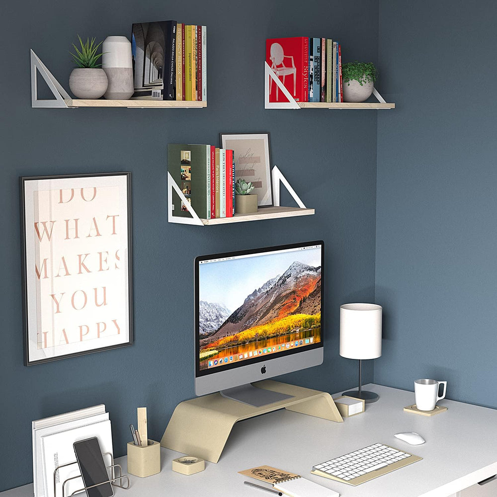 Wallniture Minori Floating Shelves for Wall Storage, Floating Bookshelf Set o...