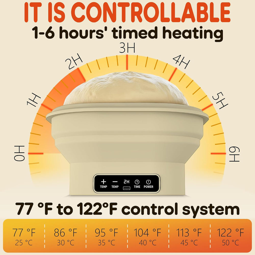 Upgraded Electric Heated Silicone Dough Proofing Box with Reliable Timer &...