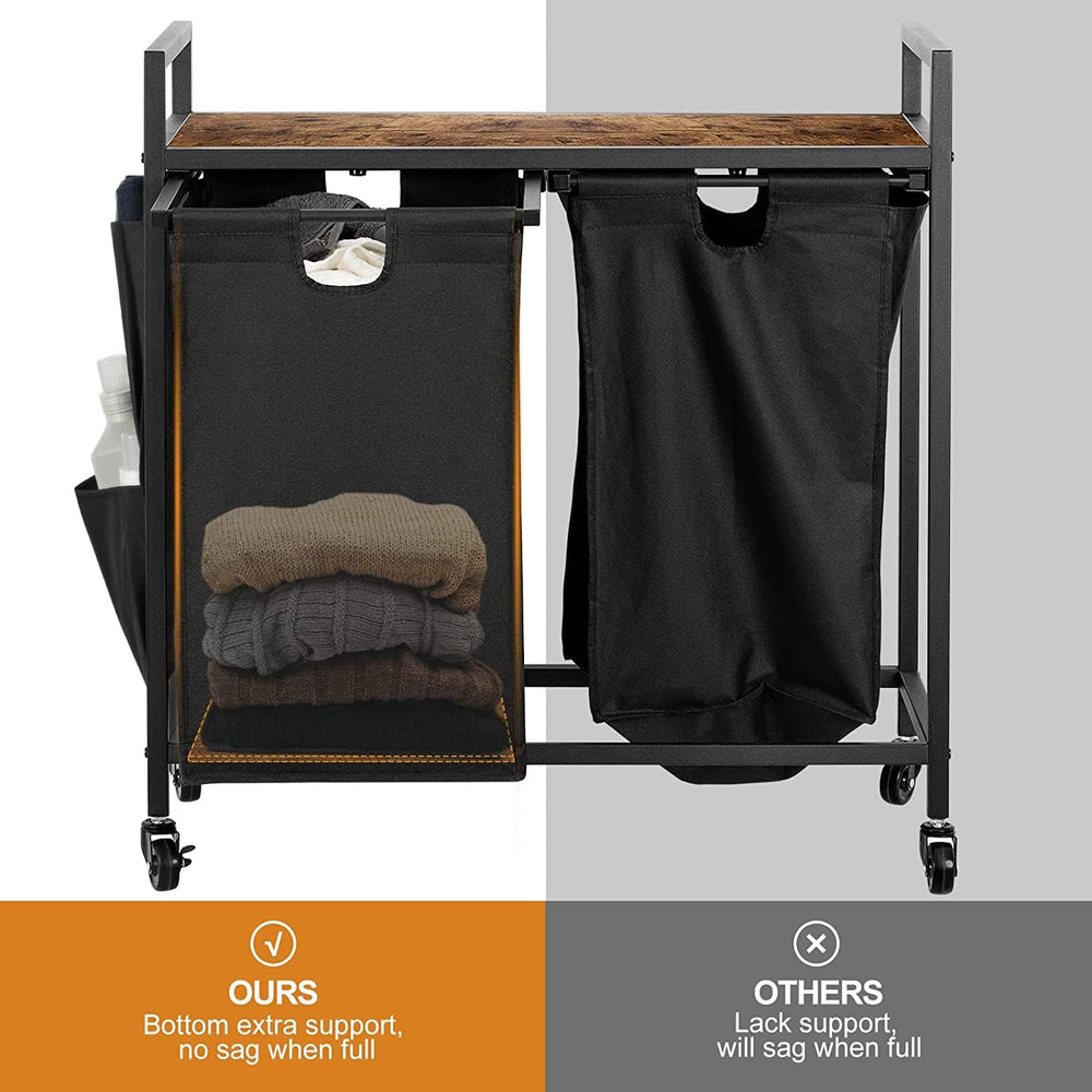 WOWLIVE Double Laundry Hamper with Wheels, Rolling Laundry Basket Organizer
