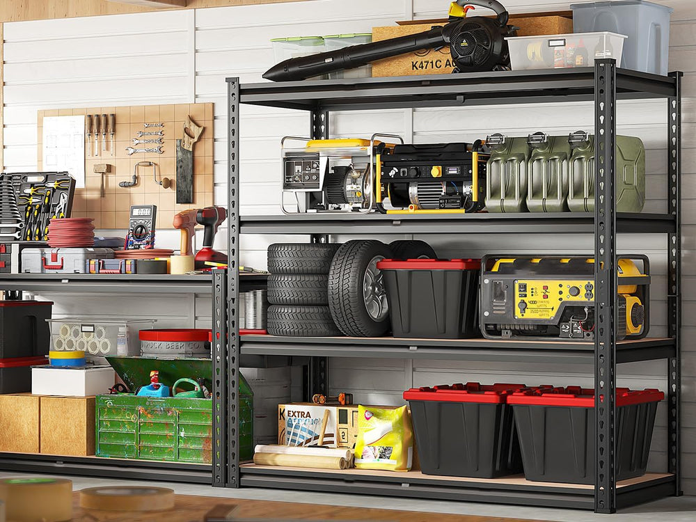 REIBII 2000LBS Storage Shelves,4-Tier Adjustable Garage Shelving for Pantry