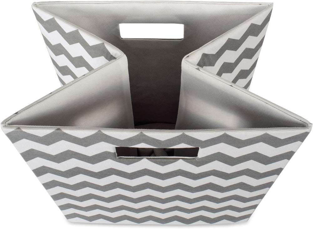 DII Collapsible Polyester Storage Cube, Chevron, Gray, Large
