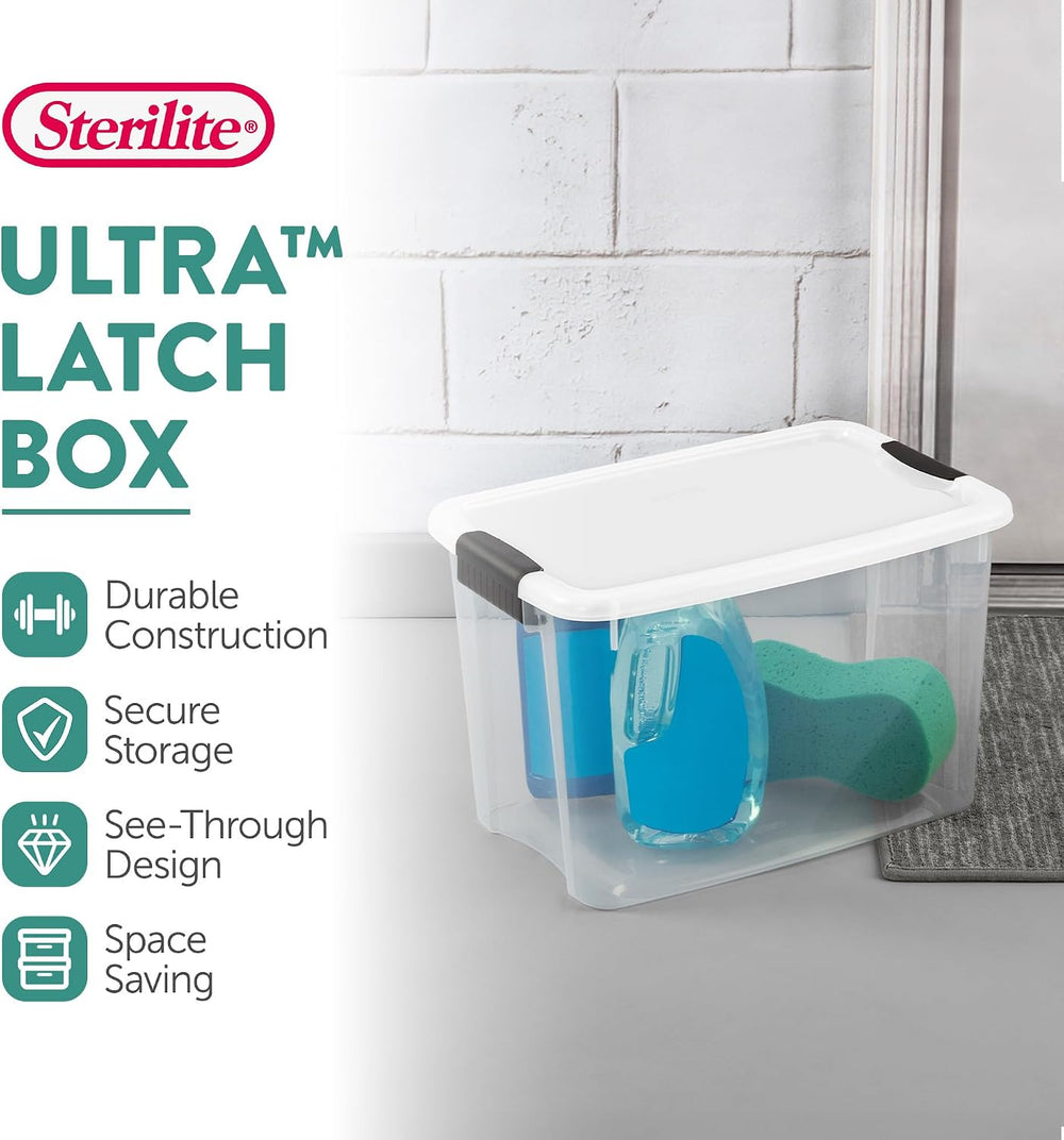 Sterilite Ultra Latch Box, 70 Quart, 4-Pack Bundled with 30 Quart, 6-Pack