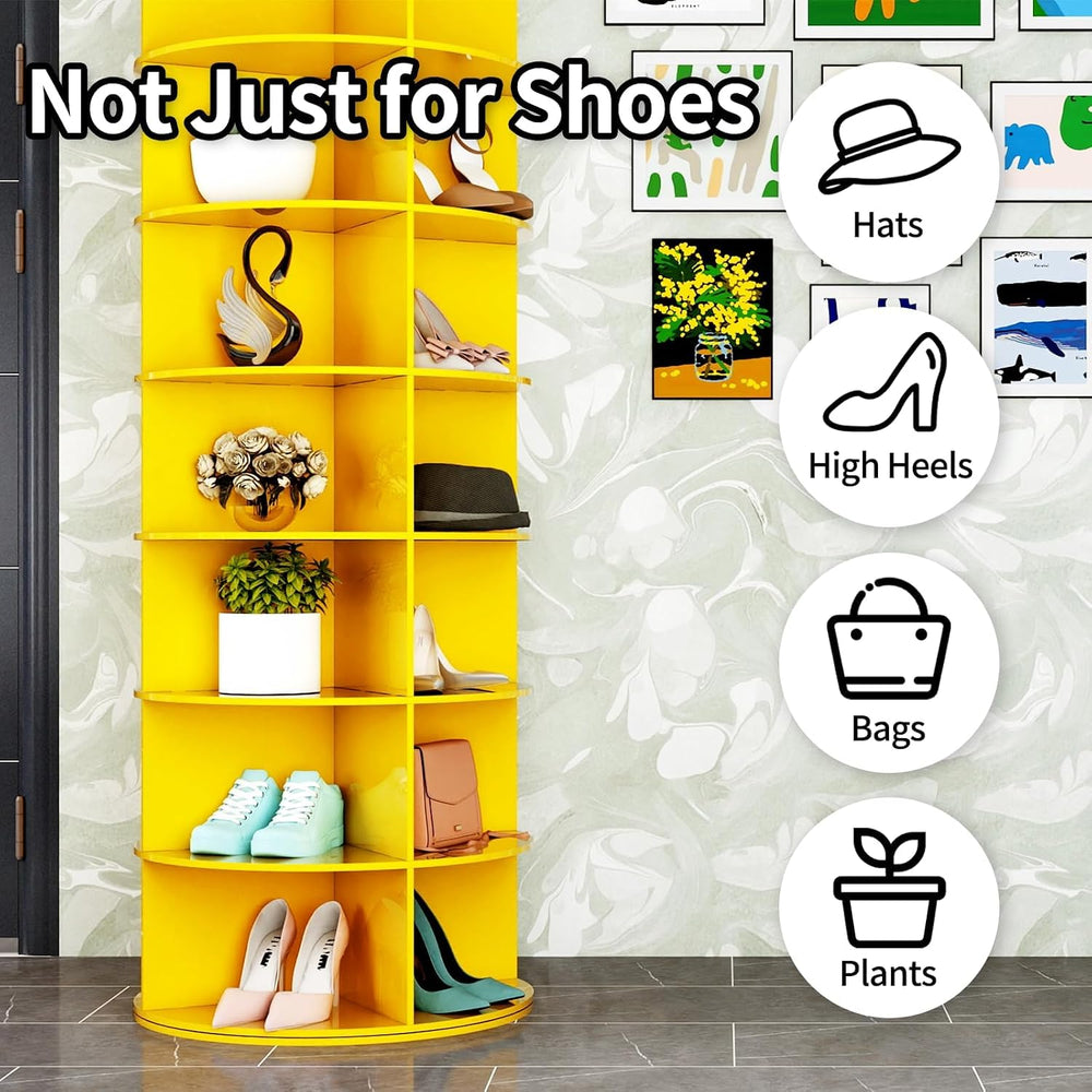 7 Tier Rotating Shoe Rack Tower, Easily Assembled Lazy Susan Shoe Organizer, ...