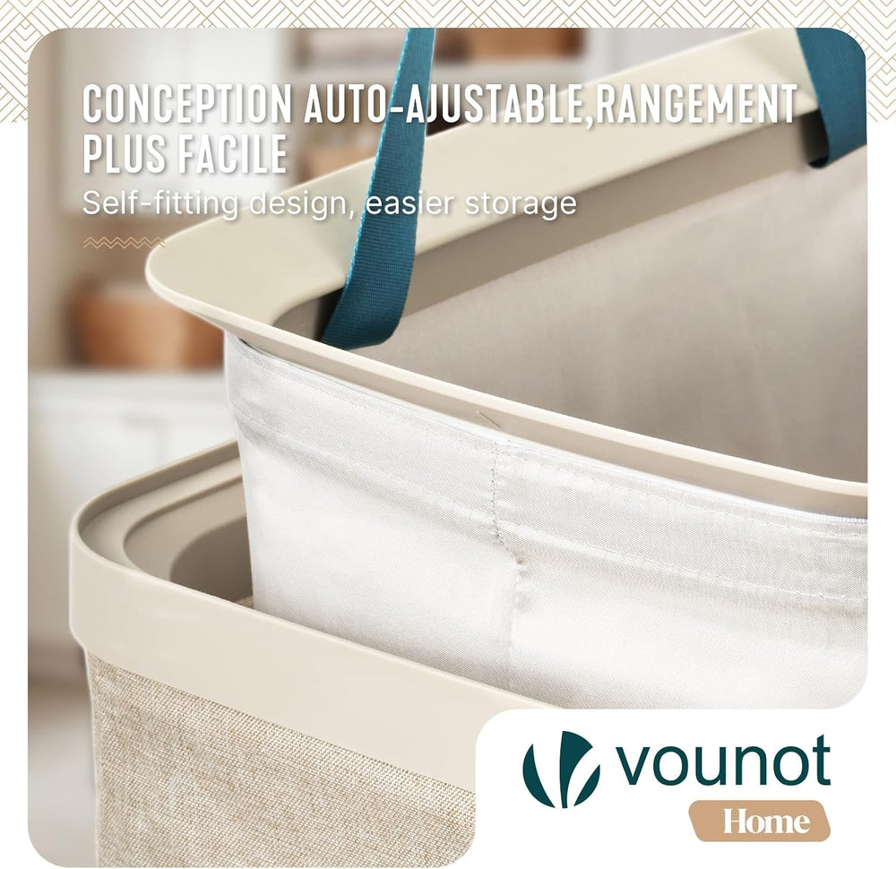 VOUNOT® 170L Laundry Basket with Lid, Rectangular 3 Compartment Laundry Hampe...