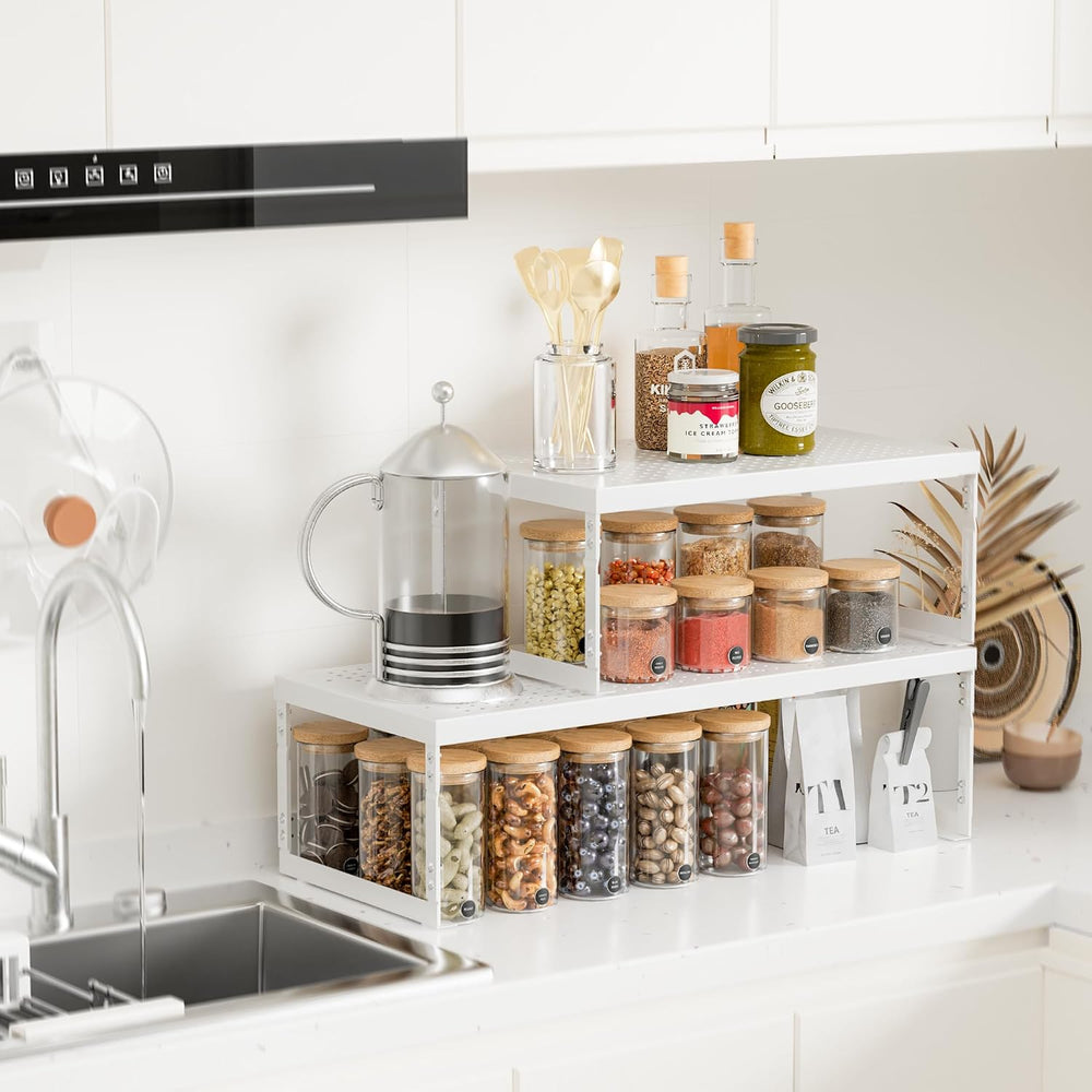 Stackable Expandable Metal Shelf Organizer, Thickened Steel Adjustable Storag...