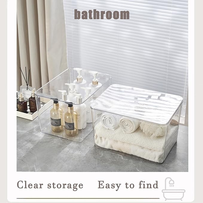 Clear plastic storage bins