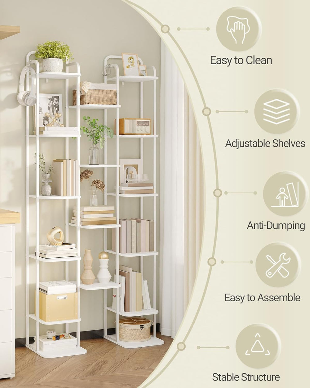 Hzuaneri 10 Tiers Vertical Shoe Rack, Narrow Shoe Tower, Tall Shoes Shelf wit...