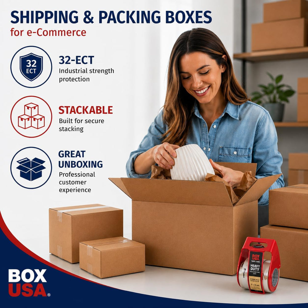 BOX USA Flat Boxes Holds 65lbs, 24x14x6 25-Pk for Shipping & Packing
