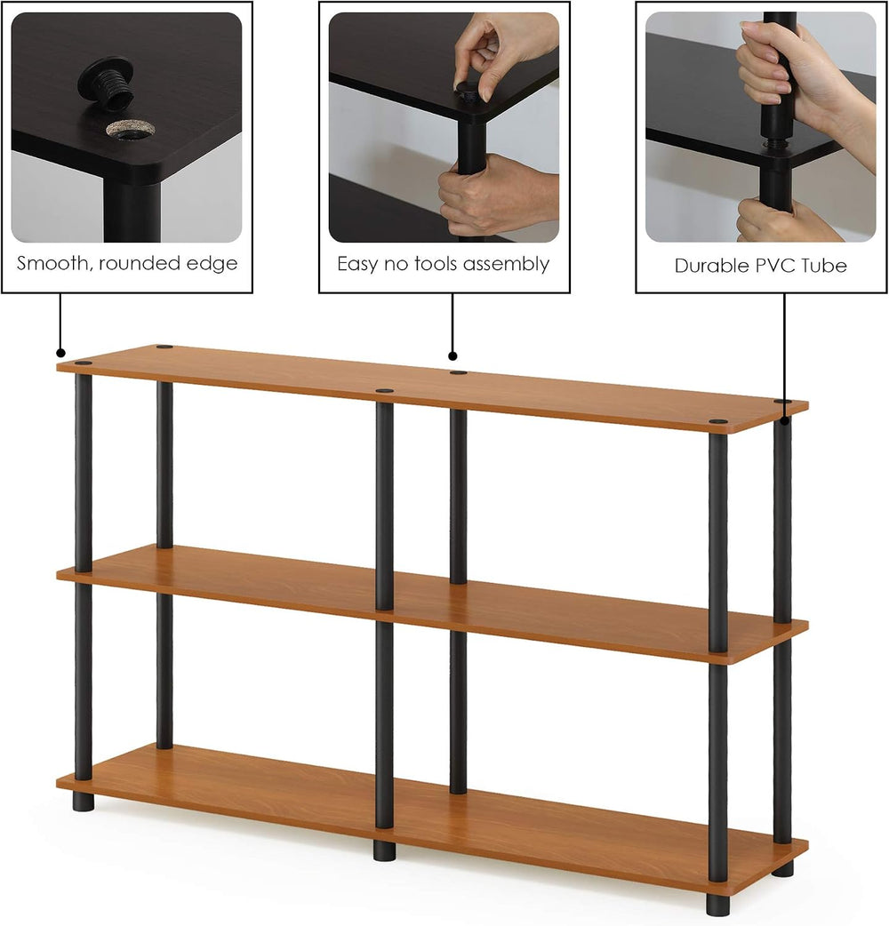 Furinno TURN-N-TUBE Storage Shelves, 3-Tier 47.4 Wide Book Shelf, Corner Shel...