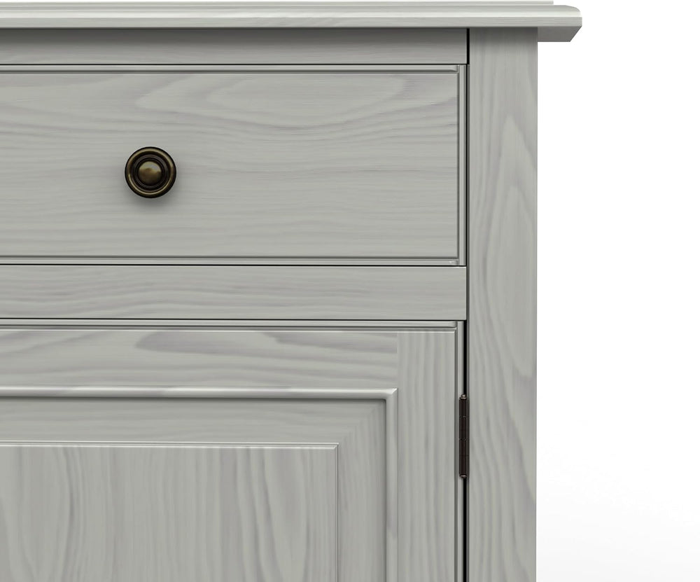 SIMPLIHOME Connaught 40" Wide Solid Wood Cabinet in Fog Grey