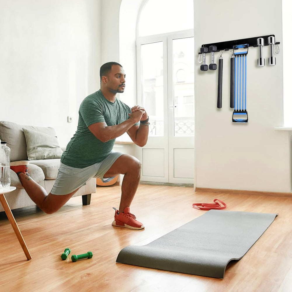 Tebery 9 Hook Home Gym Storage Rack Wall Mount, Fitness Equipment Organizer, ...