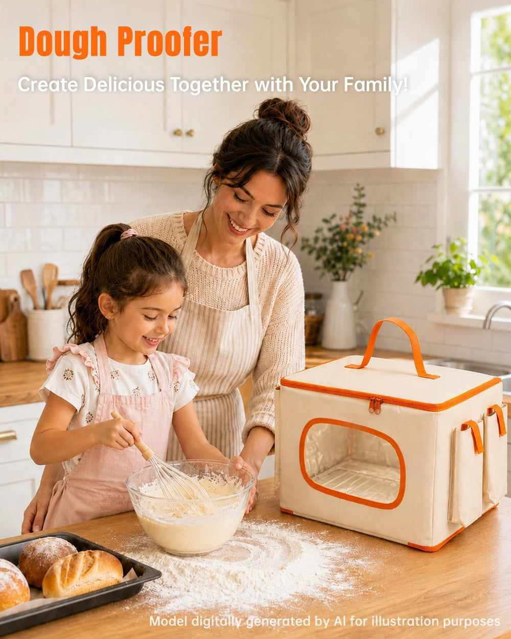 Foldable Bread Proofing Box with Temp Control, 3 Side Pockets &Front Window