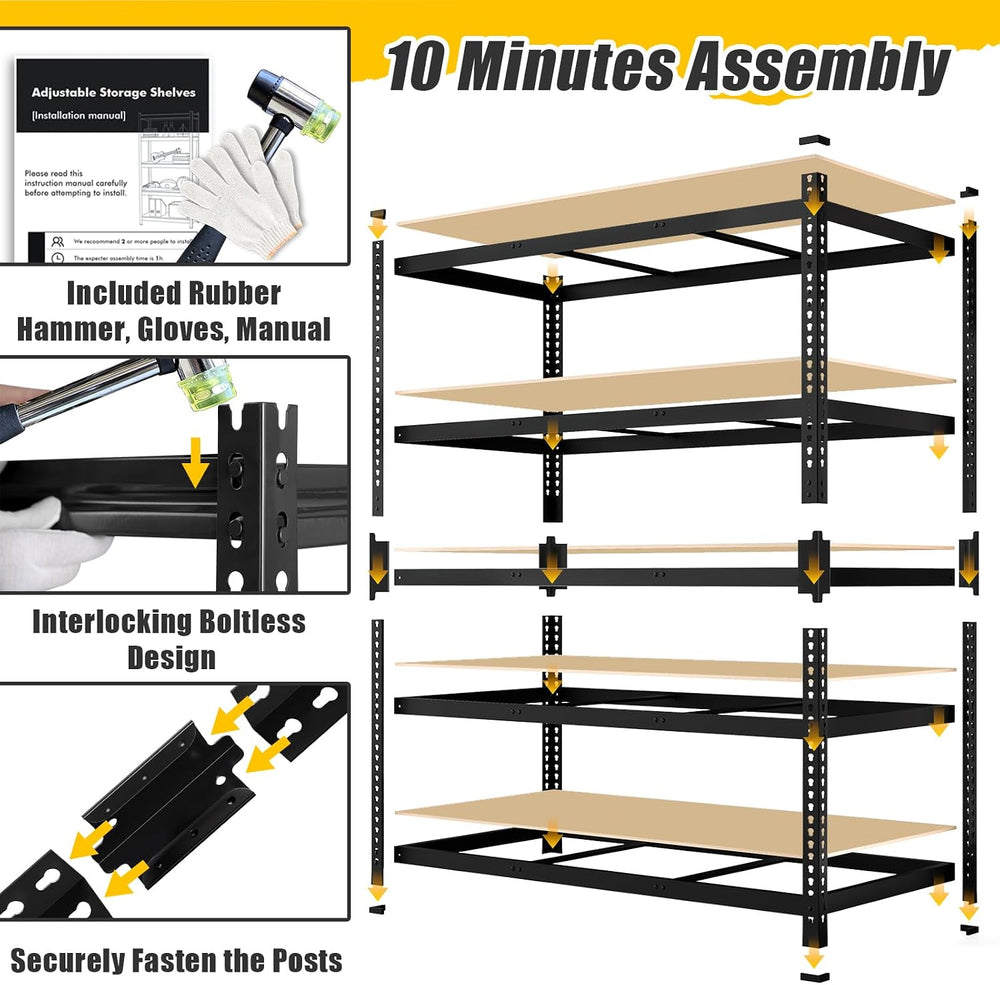 48" W x 24" D x 72" H Garage Shelving Heavy Duty: 5 Tier Metal...